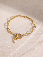 Women Bracelet 18K Gold-Plated Chain Letter L Stainless Steel Jewelry f3486517-e0e8-4bce-8f13-7058e9b936c0-Max Trendsi