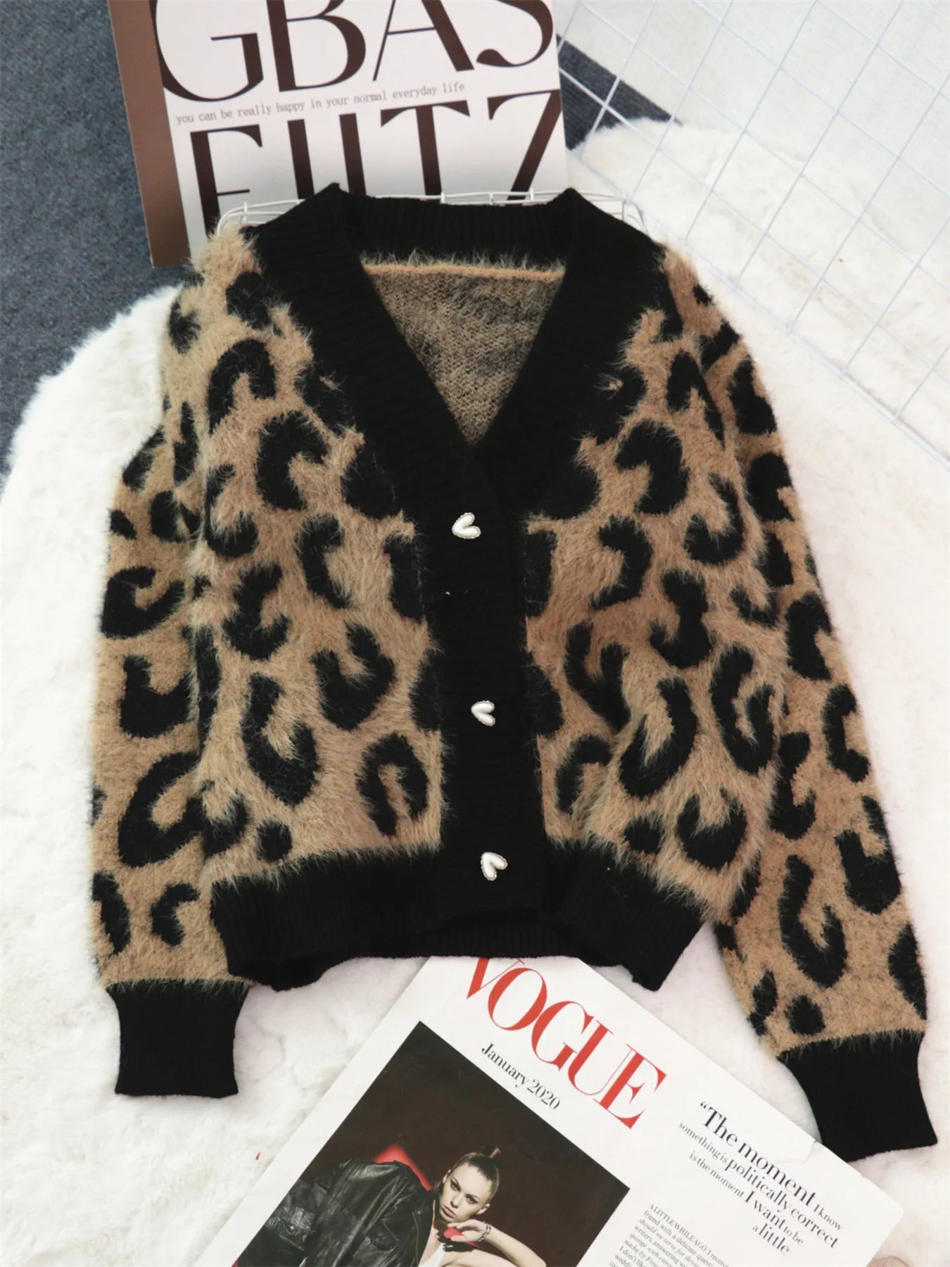 Women's Cardigan Leopard Fuzzy Button Up Long Sleeve f37459165b2e4547b71162af69515a02-Max-Origin Trendsi
