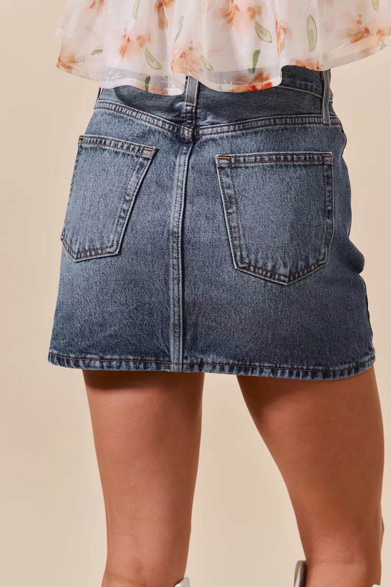 SO ME Denim Mini Skirt Washed with Pockets Casual Skirts f3781104d5914d9782b2b304c490e8a4-Max-Origin Trendsi