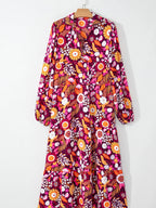 Midi Dress Hot Pink Colorful Floral Print Long Sleeve with Pockets f388fbf8d4bc4b7280871b03254c1b52-Max-Origin Trendsi