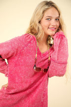 Mini Dress Pink VERY J Mineral Washed Oversized A-Line f39187e7-a86e-405c-acd8-482b6e664cab-Max Trendsi