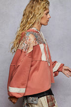 POL Womens Hoodie Ginger French Terry Top with Gauze Print Patch f397196b-4c7f-40b3-af2f-fafb6b45560d-Max-Origin Trendsi