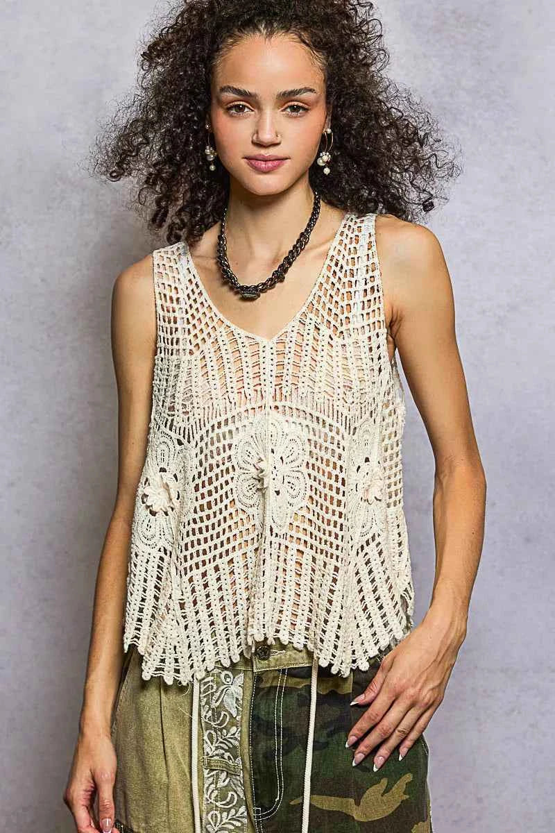 POL Crochet Tank Top Beige Natural Openwork V-Neck Sleevlees Blouse NATURAL One Size f3bf8d7d-036d-4a89-ae54-61bf01e3d5d4-Max-Origin Trendsi