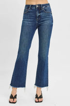 RISEN Crop Jeans Tummy Control High Rise Dark Straight Raw Cut Hem f3ce13cf22f54735ad9e81c866a1c00f-Max-Origin Trendsi
