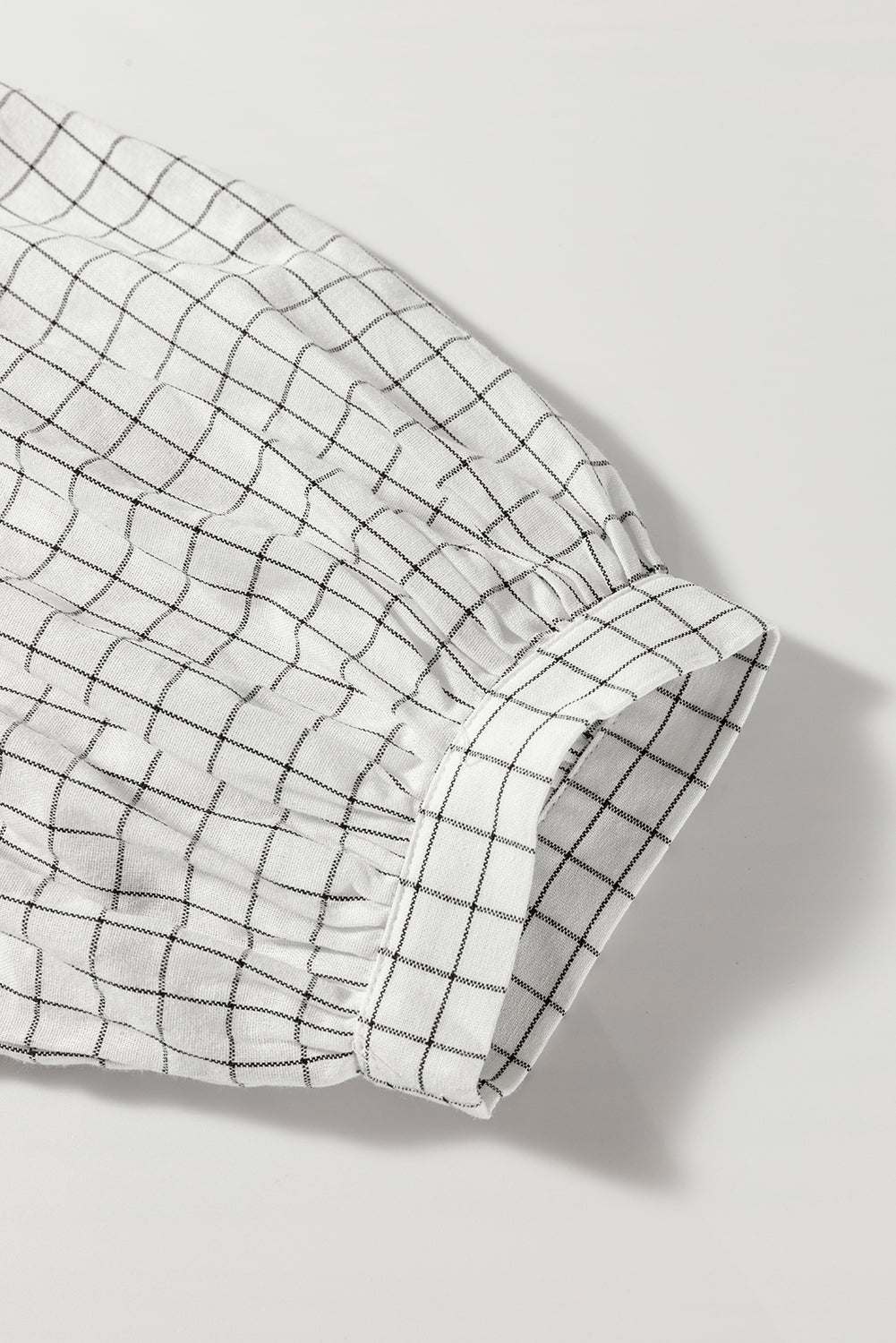 Mini Dress Frill Plaid Oversized Notched Balloon Long Sleeve Cotton Blend f3e087de-a207-45c4-b72b-2740f43d8e62-Max Trendsi