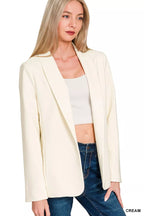 Zenana Womens Blazer Cream Woven Long Sleeve Solid Basic Jacket Lined f3e6a09e4baf45cf9df61c9b8f884a17-Max-Origin Trendsi