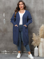 Plus Size Long Sleeve Cardigan with Pockets