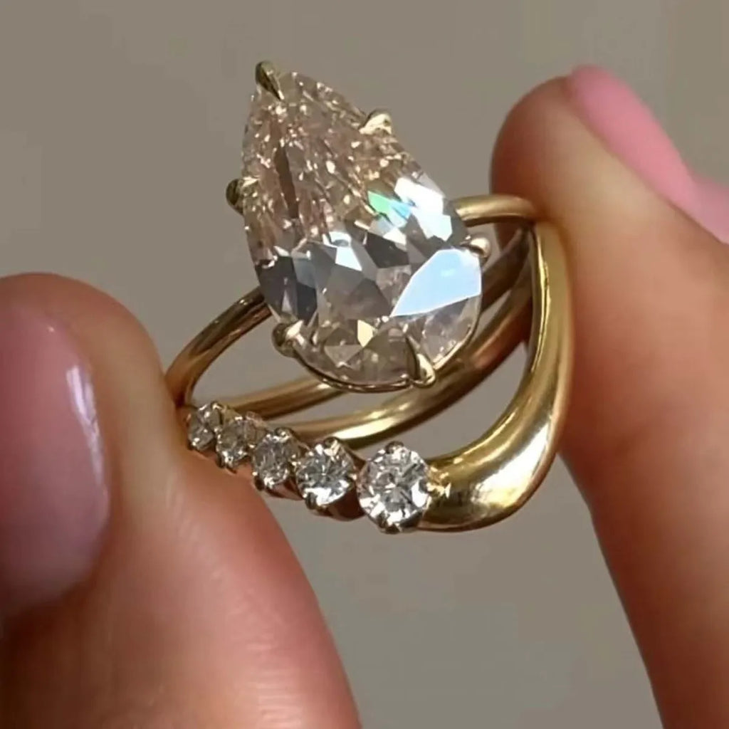 18K Gold-Plated Ring 2pcs Set 1.5 Carat Moissanite Teardrop Zircon Jewelry f400d4f8-020c-4856-8177-af7e3b217cf5-Max-Origin Trendsi