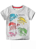 Children's Dinosaur Crew Neck Short Sleeve T-Shirt Light Gray f403fb97-2558-43ff-a11b-994ffeea4752-Max-Origin Trendsi