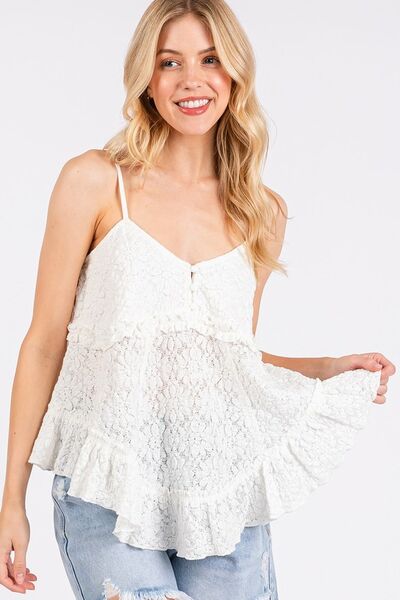 Mittoshop Cami Top White Textured V-Neck f4328008-c7e9-436c-83c9-fcc5c5e3802e-Min Trendsi