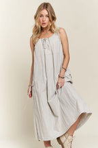 ADORA Cargo Dress Drawstring Round Neck Slit Back Pocketed Light Gray Lt Grey f447b2bf-a6d1-4e80-ab00-9c192e03737a-Min Trendsi