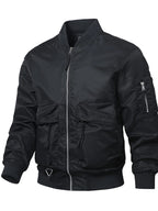 Men's Bomber Jacket Zip Up Long Sleeve Pocketed Outwear M-4XL Black f449fb9264864491bee745e0658a8b83-Max-Origin Trendsi