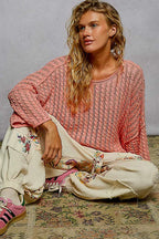 POL Cropped Sweater oral Orange Cable-Knit Openwork Round Neck Top f451eac9-df81-4e65-b1a9-d512eaa7a54a-Max-Origin Trendsi