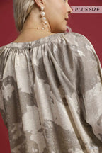 Umgee Blouse Metallic Fabric with Balloon Long Sleeves Top S-2XL f49d8f89-3c51-41ab-9331-886d81e84189-Max-Origin Trendsi
