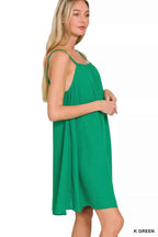 Zenana Mini Dress Green Woven Airflow Strappy A- Line f4a9f3311d85448997050f67dc9db3e0-Max-Origin Trendsi