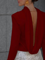 Women Blouse Backless Cowl Neck Long Sleeve Elegant Party OYL Tops f4b81964-54dc-49a9-a6d4-0ad790eb6a1f-Max Trendsi