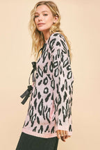 Davi & Dani Leopard Cardigan Ribbon Tie Front Loose Fit Cotton Blend Sweater f4d3cf98-2baf-48e3-8734-d28c192c48a2-Max Trendsi