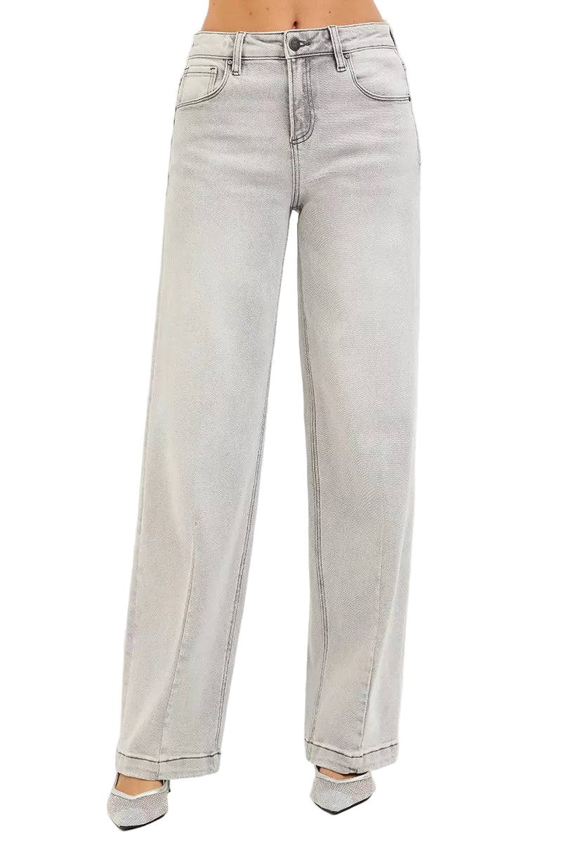 RISEN Womens Baggy Jeans Light Gray Slouchy with Contrast Stitching Denim LIGHT GREY f4f3f59babb440d691b3c353c0aa99a3-Max-Origin Trendsi