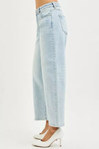 RISEN Womens Barrel Jeans High Rise Crop Light Blue Denim Pants f507e53a-e77d-43ff-bc3d-98b257ba5bb6-Max-Origin Trendsi