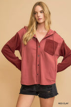 Umgee Womens Shacket Red Washed French Terry Top f50baf49-9524-4ff0-8ece-25d6e18472a8-Max-Origin Trendsi