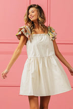 BiBi Mini Dress Flower Embroidered Floral Print Flared Short Sleeve f51536af1da246a3a71d094944b92f18-Max-Origin Trendsi