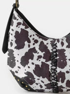 Fame Women's Shoulder Bag Cow Print Hobo Zipper with Studded Details f517c950-fd15-4c01-87b7-2d41eefee787-Max-Origin Trendsi