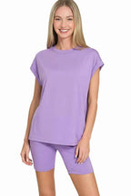 Zenana Tracksuit Set Lavender Brushed Dty Microfiber Top & Biker Shorts f5229e6c-87c7-49b6-8dcc-3ff667ebf4d7-Max-Origin Trendsi