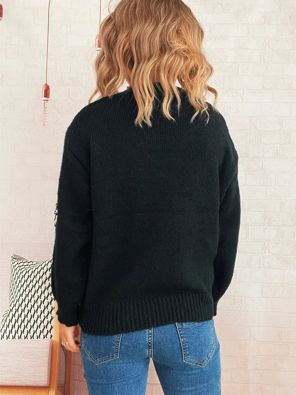 Women's Sweater Sequined Diamond Pattern Oversized Knitwear f5465a4be4ce46aaafc0b9fb3c7ac7df-Max-Origin Trendsi