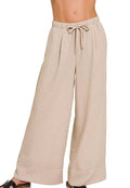 Zenana Woven Pants Ash Mocha Airflow Drawstring with Pockets ASH MOCHA f5520c8a635b4799bd6fd20fc0aee01a-Max-Origin Trendsi