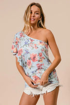 BiBi Floral Top Printed Jersey Knit Ruffle Sleeve One Shoulder f55636ca50b647ddb5caad5f494b91e0-Max-Origin Trendsi