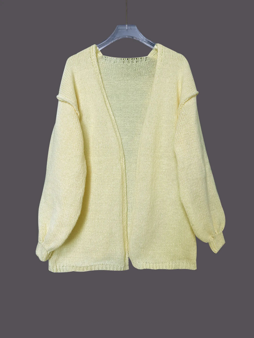 Women's Cardigan Yellow Oversized Open Front Long Sleeve Lightweight Knit f5726f7ef79a4d94ab862cb0c2de2fd1-Max-Origin Trendsi