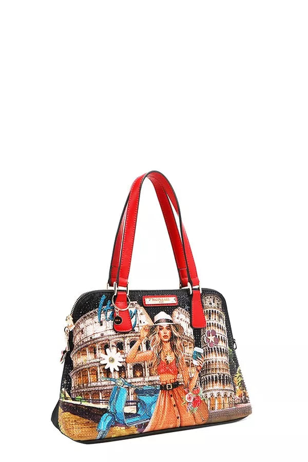 Nicole Lee USA Martha Travels Italy Dome Women's Satchel Bag Vegan Leather f58336bddd224519af58167b5f48590e-Max-Origin Trendsi