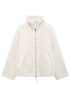 Plush Jacket Women Zip Up Turtleneck Long Sleeve Collared Warm Coat f58b40c7-0c05-4326-931a-05568b9cfd75-Max Trendsi
