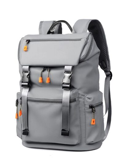Large Oxford Cloth Rucksack Multi-Pockets Unisex Backpack Gray One Size f5954f0a-a39a-4c69-aec8-e354884aae8b-Min Trendsi