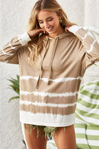 BiBi Hoodie Tan Tie-Dye French Terry Drawstring Hooded Top Tan f5a53834-a26c-423a-804e-becbb5bb2461-Max Trendsi