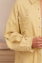 POL Shacket Distressed Raw Hem Pink Lemonade Pocketed Long Sleeve f5b0dda1-c49b-4c03-b06b-78b7aab137d4-Max Trendsi