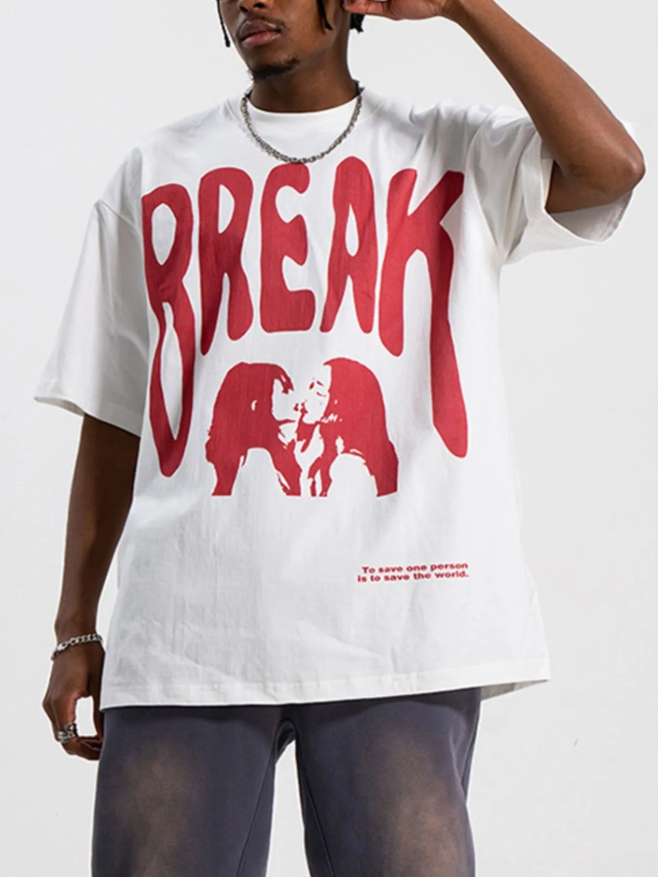 Men's Cotton T-Shirt Oversized White Graphic Round Neck Short Sleeve Top f5b4a880-7ec2-4378-a7dd-050264d50219-Max-Origin Trendsi