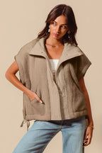 SO ME Women's Vest Jacket Oversized Soft Sherpa Fur Sleeveless Pocketed TAUPE f5fc187321fd427ca1e926176d7f55cb-Max-Origin Trendsi