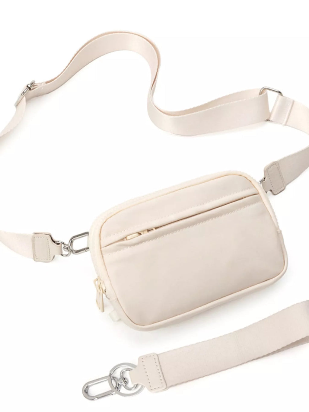 Women's Sling Bag Oxford Fabric Adjustable Strap Mini Zip Purse Ivory One Size f636741fd7bf4fd38d313621414bcb09-Max-Origin Trendsi