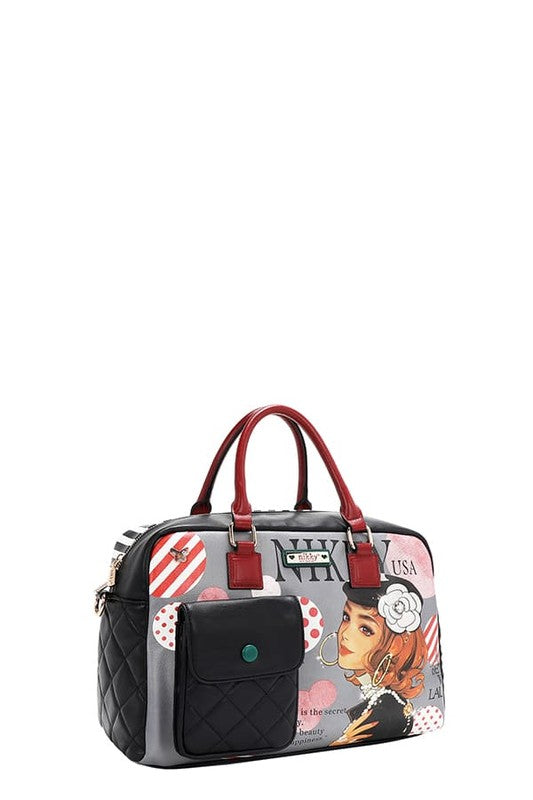 Nicole Lee USA Handbags Eco-Leather Boston Bag Medium Patch Pocket f63a4dcf-0d58-4eb1-8227-b0a41b6f206d-Max Trendsi