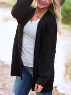 Cable-Knit Cardigan Open Front Long Sleeve Knitwear f6565ff1-ce14-475f-a94f-e213ac659b32-Max Trendsi