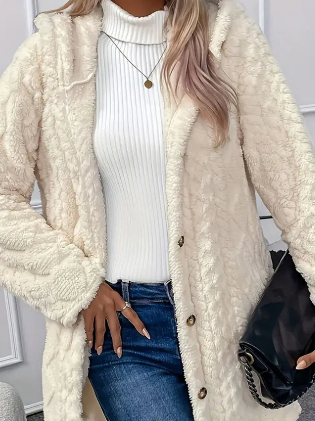 Women's Faux Fur Teddy Coat Hooded Cream with Button Front Thick Outwear f66f7f65e48c4962ad162ebdabd6e193-Max-Origin Trendsi