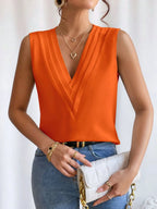 Cami Tank Top Women's V-Neck Pleated Sleeveless Elegant Blouse f676765a-bb11-4be3-90f7-301db53e7b78-Max-Origin Trendsi