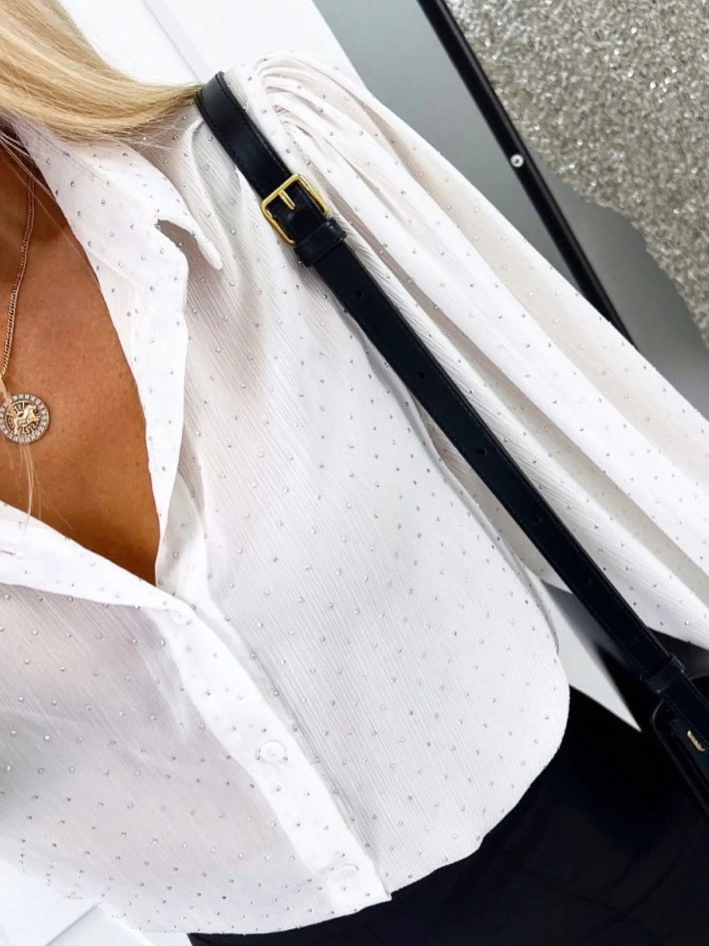 Women's Shirt Polka Dot Blouse Long Sleeve Single Breasted Top f677d824-4f25-40ae-ac26-8a6abe0439c5-Max-Origin Trendsi