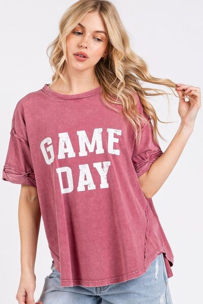 Mittoshop GAME DAY T-Shirt Round Neck Short Sleeve Raspberry f67a3180-88ff-48ad-ad85-dcc99a9b298a-Min Trendsi