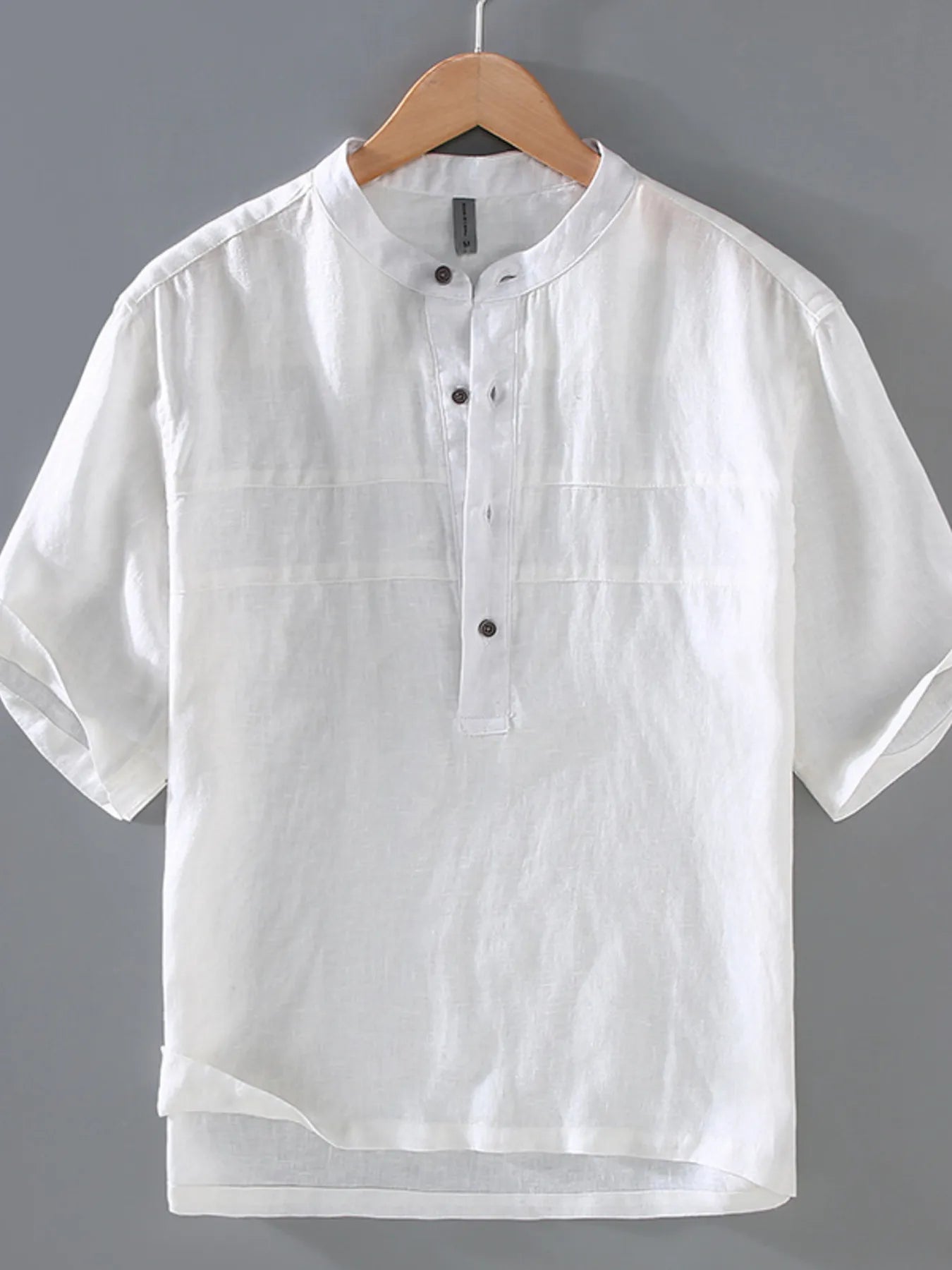 Men's Shirt Button Detail Short Sleeve Lightweight Top White f69043fcba7e4be38638bc6266f4b2f9-Max-Origin Trendsi