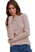 SO ME Women Blouse Valentine Ditsy Heart All Over Slub Rib Knit Top OATMEAL RED f696aaa31dec461c9ea7672978fbe3a9-Max-Origin Trendsi