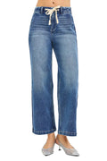 RISEN High-Rise Cropped Wide-Leg Jeans with Elastic Waistband