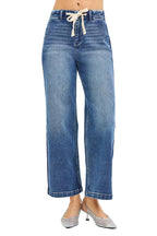 RISEN High-Rise Cropped Wide-Leg Jeans with Elastic Waistband