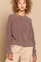 POL Women's Backless Sweater Chocolate Round Neck with Ribbed Edge Chocolate f6b49cd5-9a3f-4496-9113-e25b5c373297-Max-Origin Trendsi